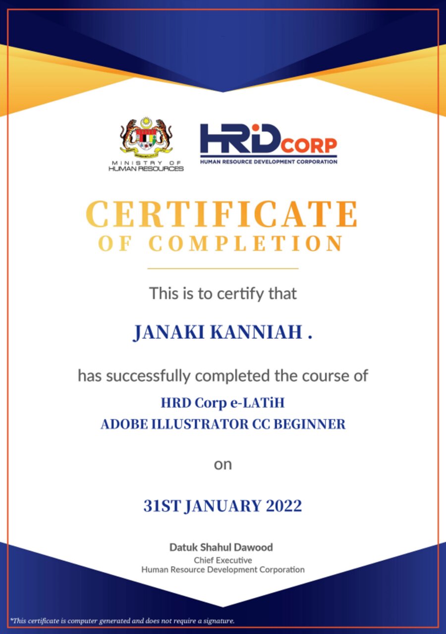 HRD Corp Adobe Illustrator certificate