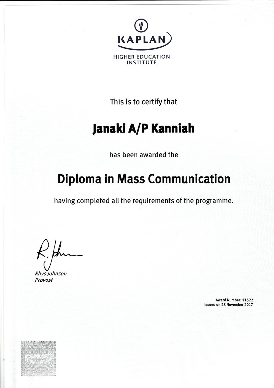 Kaplan Diploma in Mass Communication